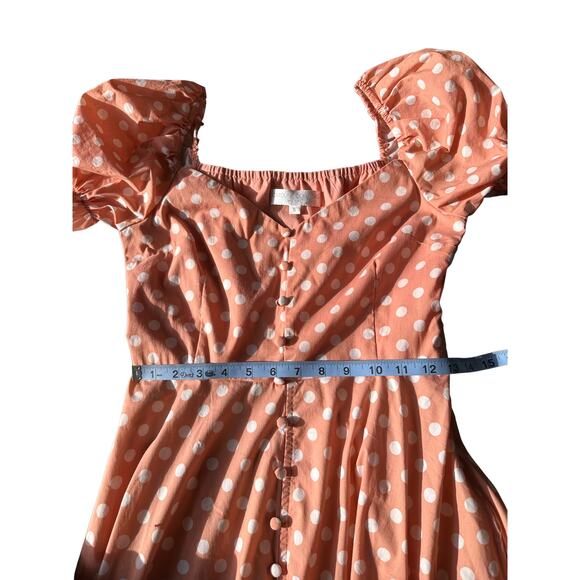 Caroline Constas Savannah Trad Cottagecore Puff Sleeve Polka Dot Dress Small - Picture 12 of 13